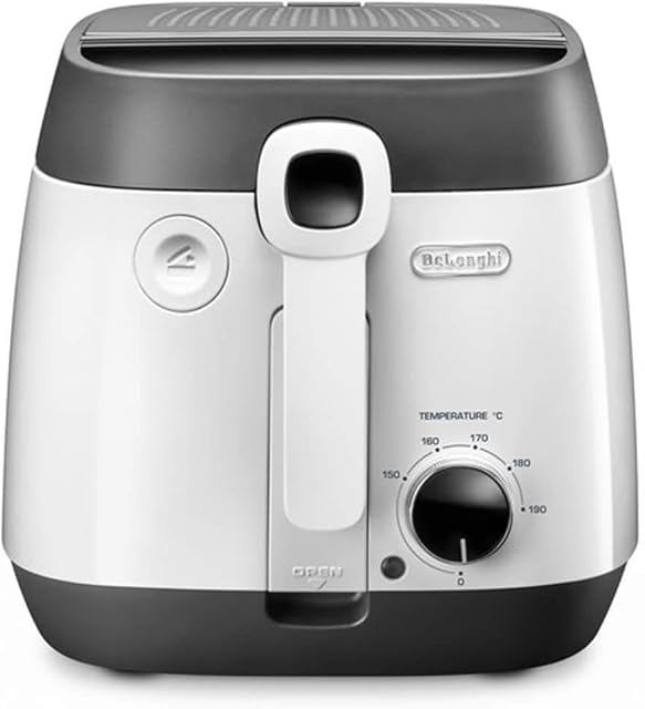 De'Longhi FS6055 2.4 Litre Traditional Deep Fat Fryer, Adjustable Temperature Control, Easy Clean - Dishwasher Safe, Anti-Odour Filter, 1800 W, White