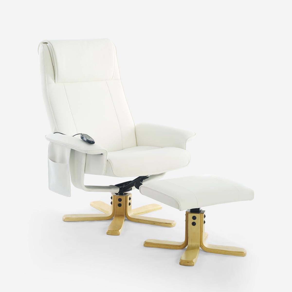 Produce Shop Fauteuil de Massage Relaxant et Chauffant avec Repose-Pieds Myron - Blanc