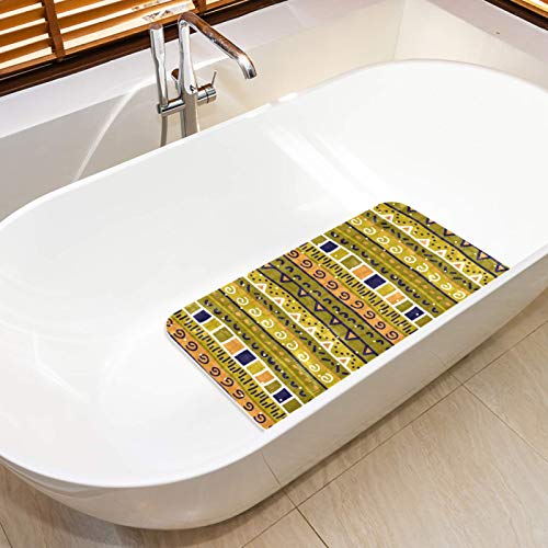 Tapis de douche doux texturé Bennigiry rectangle style ethnique antique - 6