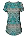 Vinmatto Women's Scoop Neck Pleated Blouse Top Tunic Shirt(M,Multi Green Blue)