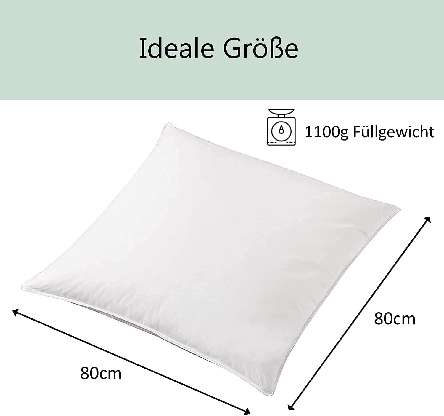 Welt der Träume 100% Natur Kissen 1100 Gramm Füllung 80x80 Kopfkissen Kissen Daunen Federn Decke Bett DK