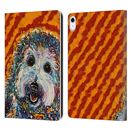 Étui portefeuille en cuir Apple iPad 10.9 2022 2025 Mad Dog Art Lhassa Apso