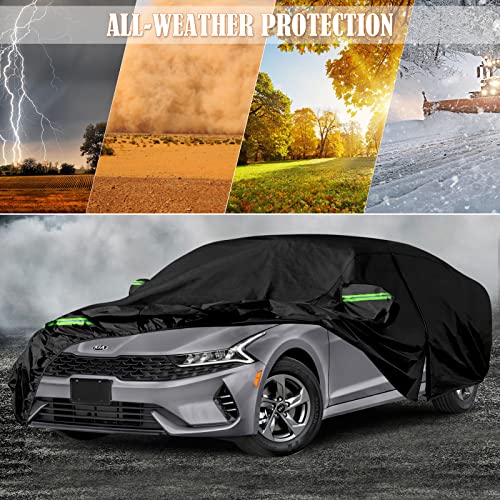 Image of Waterproof Car Cover Replace for 2010-2025 Kia K5 /Optima, 6 Layers All Weather Custom-Fit Full Car Covers with Zipper Door for Snow Rain Dust Hail Protection (K5 /Optima)