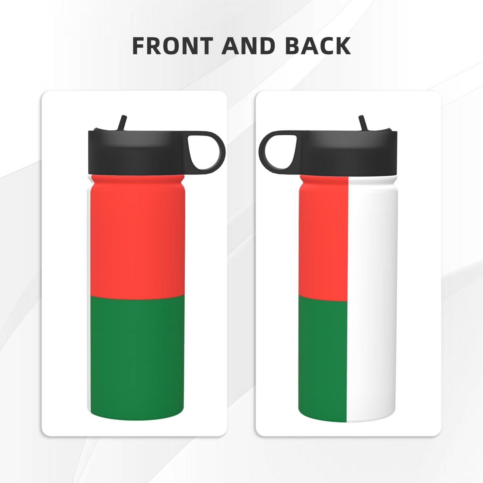 Flag of Madagascar Travel thermos bottle (18 oz), a must-have for travel, a good choice for camping, hiking and fitness