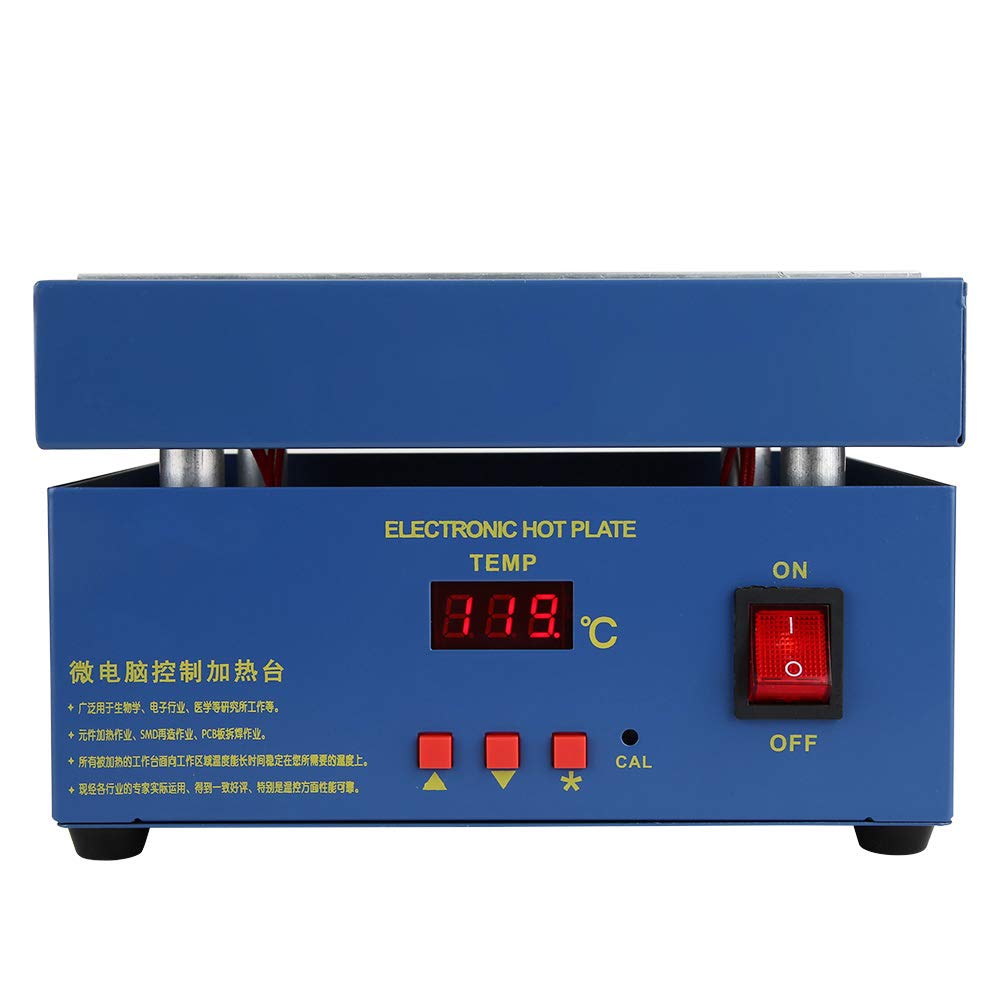 Placa calefactora, estación de calentamiento eléctrico de microcomputadora LED de 200 x 200 mm, estación de precalentamiento 110/220V AC 800W para calentamiento de componentes(EU Plug 220V))
