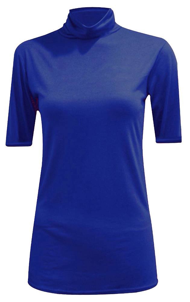 66 Fashion District Women's Navy Uk Short Sleeve Gathered Polo Turtle Neck T-Shirt Top (Xxxl Uk 24-26, )