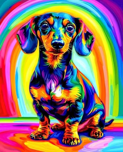 数字油絵 動物 数字キットによる絵画 犬 Paint by Numbers DIYペイント 大人の 初心者 子供用 簡単に塗れる アクリル水彩絵の具 手芸 画材 手工芸 キット 3つのペイントブラシと1つのセットのアクリル顔料を使用 ホーム オフィス装飾