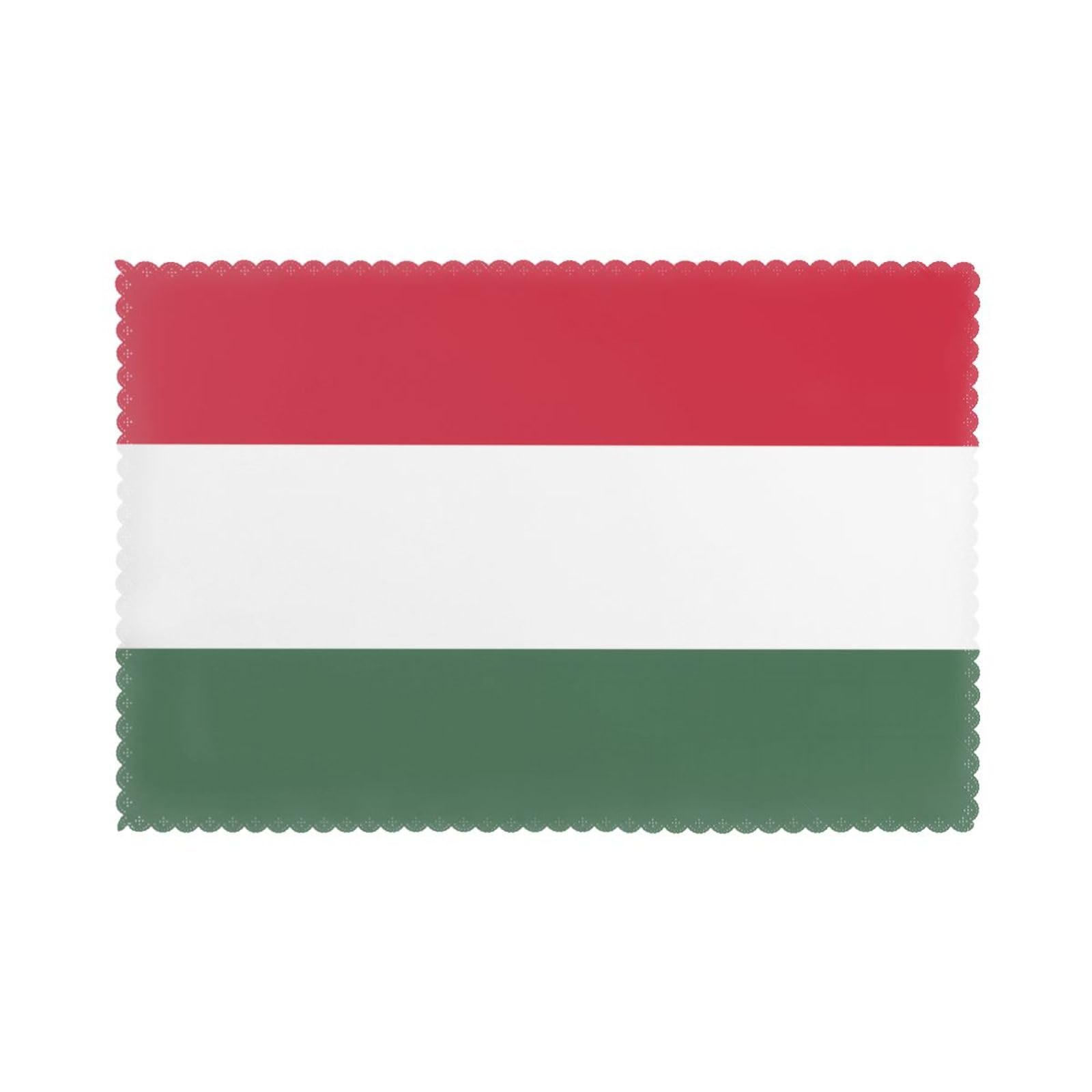 Flag of Hungary Placemat set of 6, oil-proof and insulated dining table placemats, washable and wipeable.