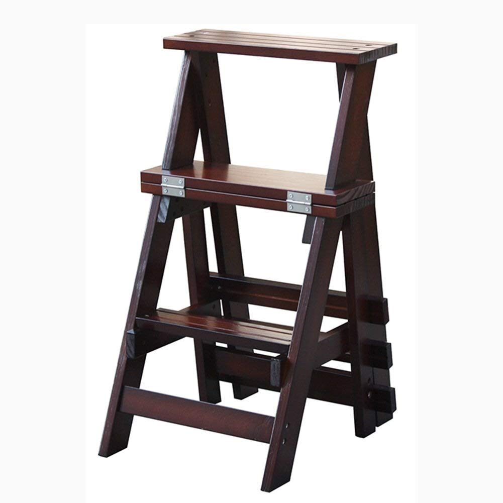 Échelle pliante 3 marches en bois : tabouret d'escalier intérieur double usage pour la maison