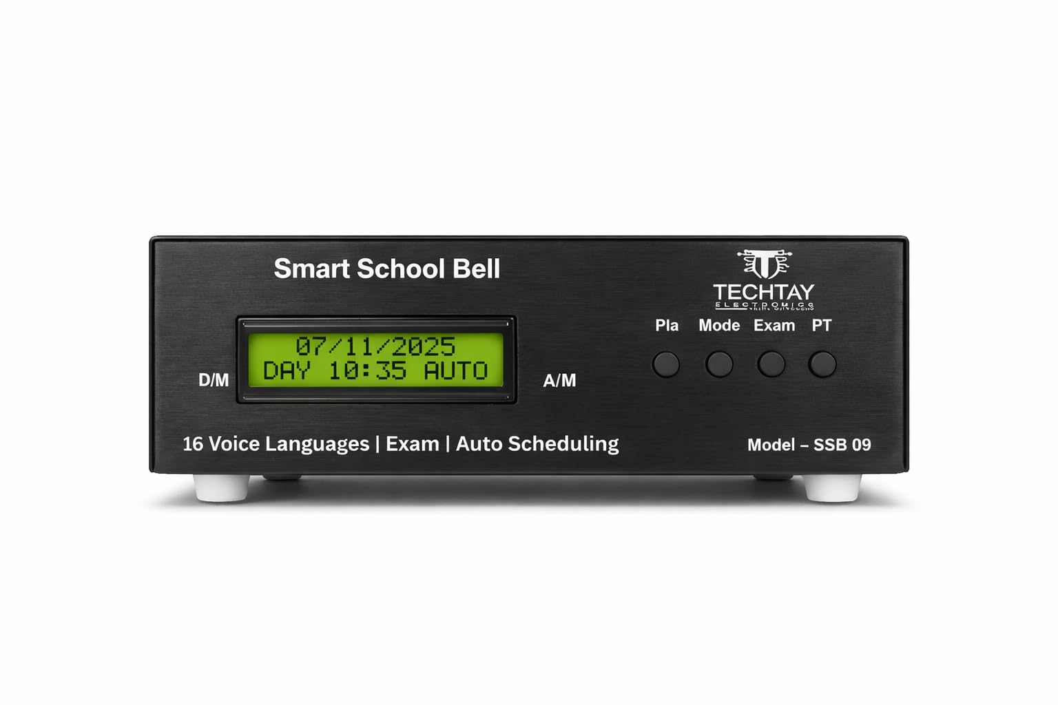Techtay Smart School Bell System | 16-Language Multi-Voice Announcements | Auto & Manual Bell Modes | Prayer, Exam & Class Schedule Bell | Mobile App Control | Easy Installation