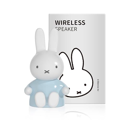 Miffy Portable Bluetooth Speakers, Cute Portable Wireless Speakers with Loud Stereo Sound, Built-in Mic, TF-Card Slot, Dual Pairing,40H Playtime for Room, Desk Decor, for her (Lite-Blue) - Light Blue