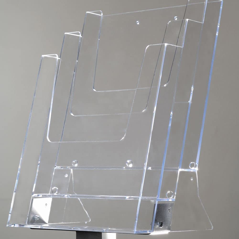 Prospektständer 3 x DIN A4 Fächer | Fächer des Boden-Prospektständers aus glasklarem Acryl