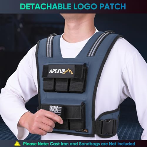 Image of APEXUP Adjustable Weighted Vest Men 20lbs /30lbs /40lbs Weights with Reflective Stripe, Weight Vest Woman Workout Vest for Strength Training Running Walking
