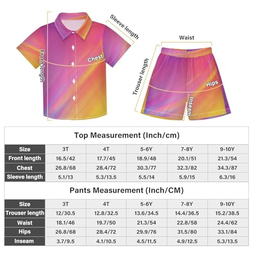 Boccsty Colorful Orange Pink Gradient Boy Summer Shorts Sets Hawaiian Toddler Boys T-Shirt & Pants 2 Pcs 3T3