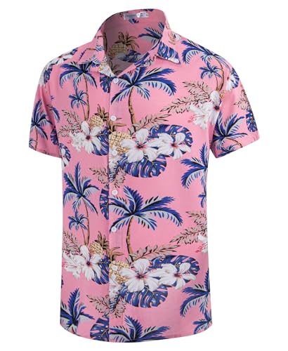 Weecreeture Floral Hawaiian Shirt for Men Summer Button Up Shirt Short Sleeve Mens Beach Tropical Casual Aloha Shirt