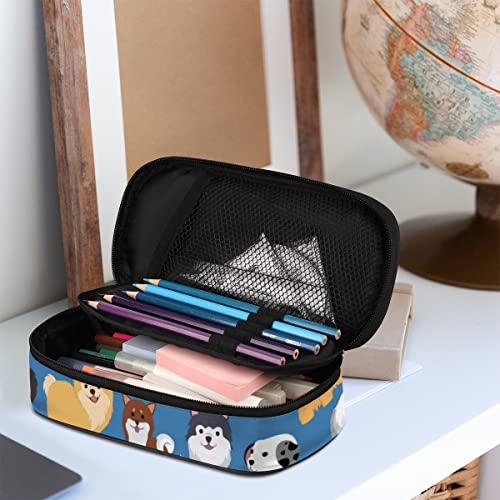 Image of Pardick Dog Big Capacity Pencil Pen Case Doodle Dog Large Pencil Pouch with Zipper Compartments Pencil Bag for Boys Girls Adults Student Office School Supplies