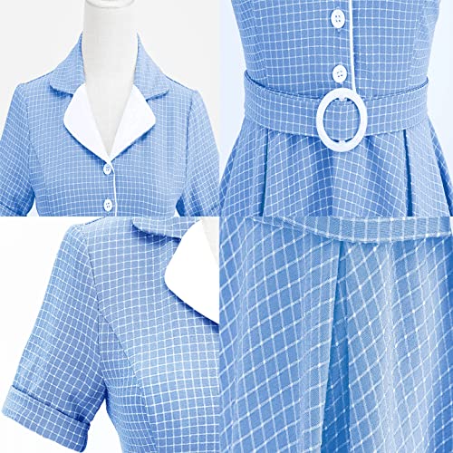 Image of Women 1950s Vintage Short Sleeve Peter Pan Collar Retro Swing A Line Midi Summer Dress Cocktail Party Evening Prom Gown