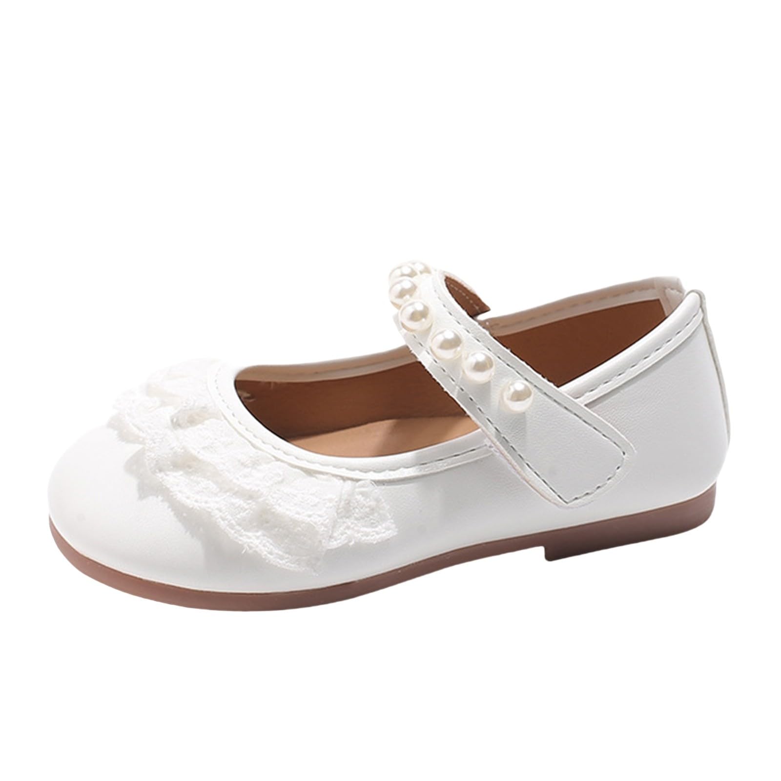 Small Leather Shoes Baby Shoes 1 To 3 Years Old Spring And Autumn Girls Sandals Little Girl Slides Size 12 (White, 6 Infant)