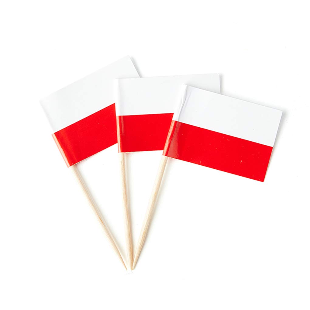 Poland Flag Polish Flag, Small Mini Poland Toothpick Flags for Food, Cupcakes, Cocktails, Appetizers, Bar Party Decorations