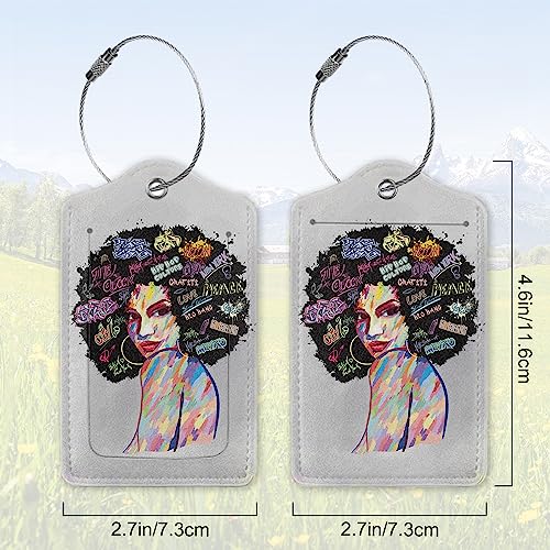 Black Girl Luggage Tag for Suitcase,African American Travel Luggage Cover with Privacy Cover ID Label & Stainless Steel Loop for Women2