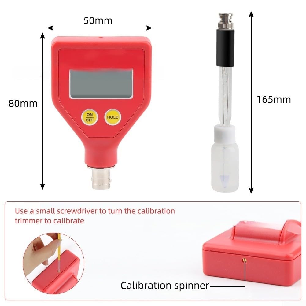 Medidor de pH digital portátil 0.00 a 14.00 escala con compensación automática de temperatura para acuario y piscina análisis de agua de alta precisión herramienta de probador rojo