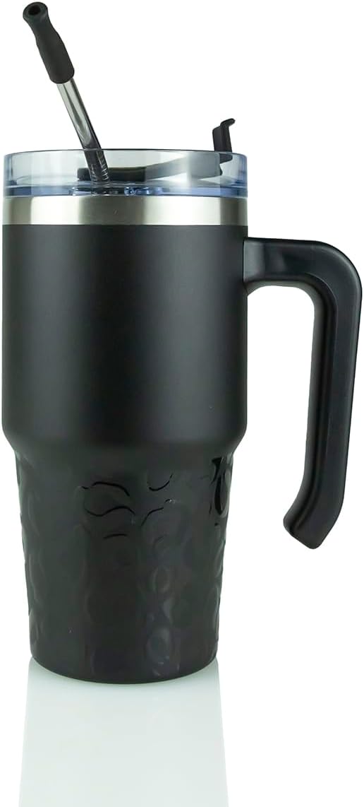 Hogg 20oz Grippy Tumbler with Removable Handle, Lid, and Stainless Steel Straw, DIY, Customizable, Double Wall Insulated Tumblers (Black Cheetah Bottom) - Image 3