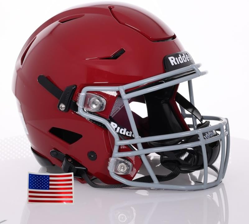 Riddell SpeedFlex Adult 2025 w/Light Gray SF-2BD Facemask + US Helmet Flag Decal - Green Gridiron