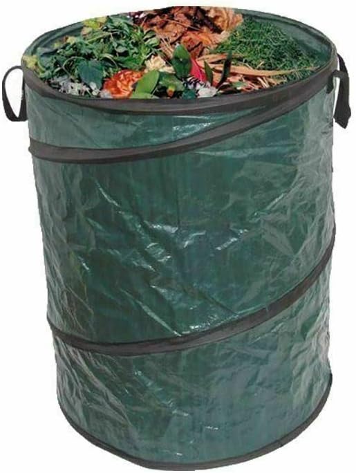 HTUK Heavy Duty Pop Up Garden Waste Bag 100L with Handles H58cm x D45cm, Green