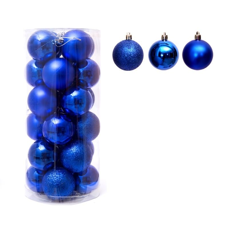Juego de adornos de bolas de Navidad, 24 piezas, adornos para árbol de Navidad, adornos colgantes de bolas de Navidad, 3,14"/8 cm, juego de bolas de Navidad para árbol de Navidad, adornos navideños