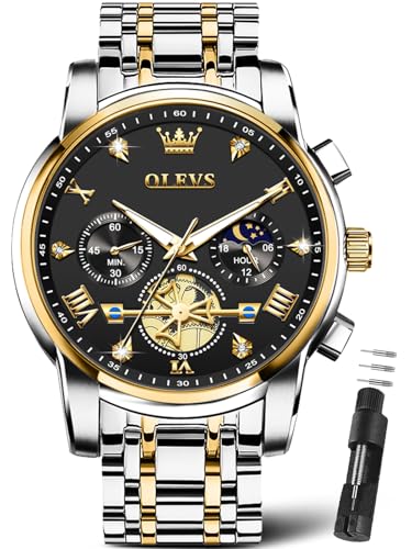 Image of OLEVS Watches for Men Luxury Dress Stainless Steel Waterproof Chronograph