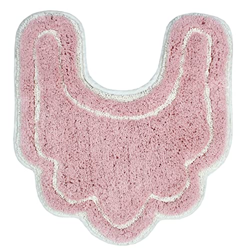 Home Weavers Allure Collection s U Shaped Contour,Extra Thick, Non-Slip Contour Mat for Bathroom,100% Cotton Soft, Absorbent Water, Machine Washable, 20 Inch U Shaped Bath Rug, Pink