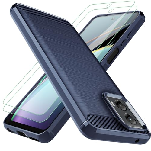 for Moto G 5G 2024 Case：Motorola G 5G 2024 Case with 2pcs Screen Protector Shock-Absorption Flexible TPU Rubber Protective Cell Phone Cover for Motorola Moto G 5G 2024(Navy Blue)