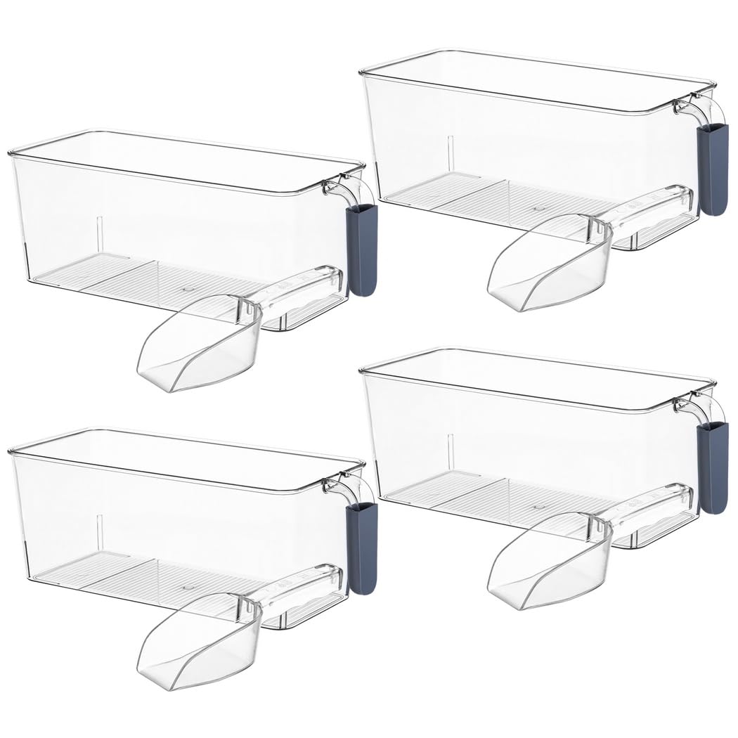 4 Stk. Transparente Kunststoff Aufbewahrungsboxen für Kühlschrank und Gefrierfach, mit Schaufeln und Griff, klare Eisbehälter für Gefriertruhe, Aufbewahrung für Küche, Schrank und Kühlschrank