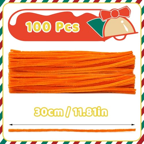 Image of Hssugi Orange Pipe Cleaners 100PCS Pipe Cleaners Bulk Craft Supplies | Pipe Cleaners Craft Fuzzy Sticks for DIY Art and Craft Projects Home Decoration