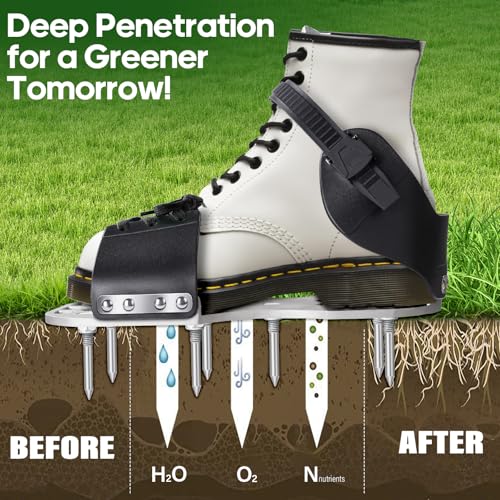 Aerator Shoes, Lawn Aerator Shoes for Grass, Aeration Shoes for Lawn with 5mm Metal Base and Adjustable Straps, Pre-Assembled Aerating Shoes with Bend-Resistant Spike for Garden - Image 5