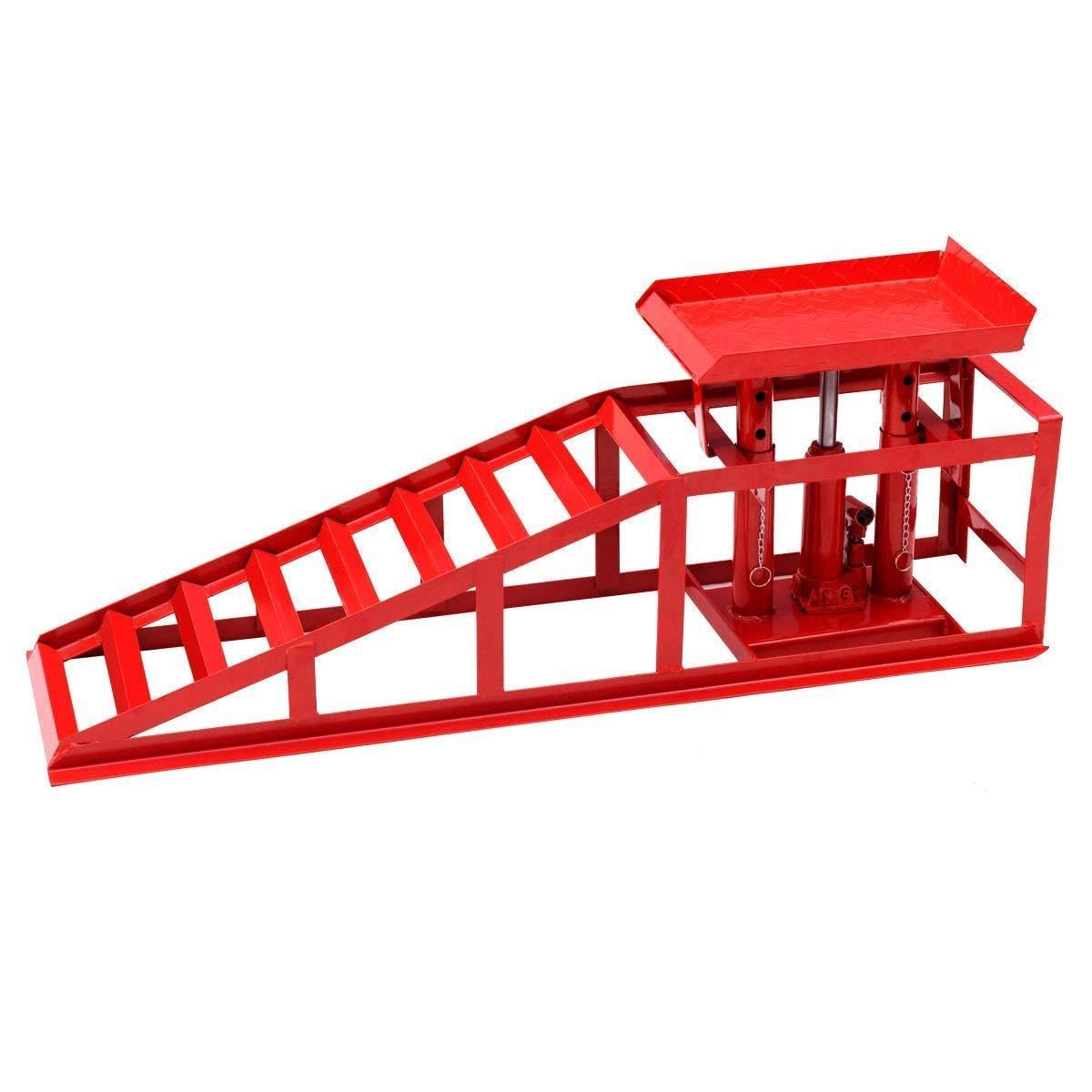 Rampas Hidráulicas Elevadoras para Coche 2 Toneladas Altura Ajustable 270-375mm Acero Alta Resistencia Juego 2 Uds
