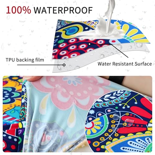 Image of Waterproof Bar Stool Covers Rectangle Set of 4 18x14inch Boho Stretch Seat Cushion Covers for Backless Barstools Washable