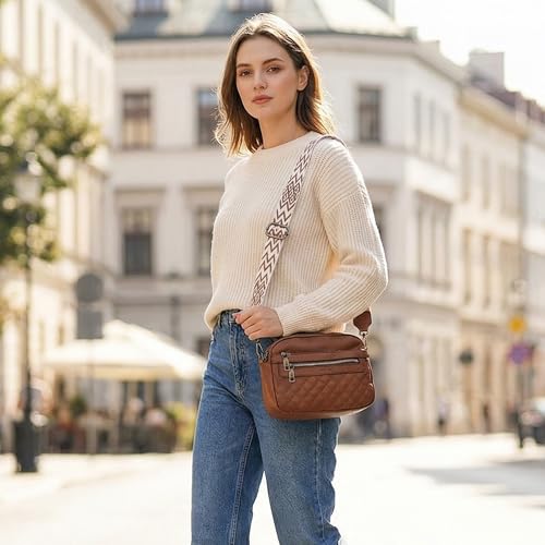 Image of TANTOMI Crossbody Bags for Women, 6-Pockets Cross Body Purse, Vegan Leather Handbags Shoulder Bag for Travel, Gifts for Women