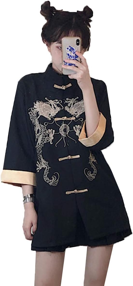 Amazon Jinpin チャイナ服 レディース チャイナ シャツ トップス チャイナドレス ワンピース ドレス コート カーディガン 羽織 コスチューム 衣装 仮装 コスプレ ゴスロリ チャイナ風 ロリータ 中華風 中華 和風 改良 刺繍 七分袖 カジュアル 原宿風 ブラック f Amazon Jinpin チャイナ服 レディース チャイナ シャツ トップス チャイナドレス ワンピース ドレス コート カーディガン 羽織 コスチューム 衣装 仮装 コスプレ ゴスロリ チャイナ風 ロリータ 中華風 中華 和風 改良 刺繍 七分袖 カジュアル 原宿風 ブラック f