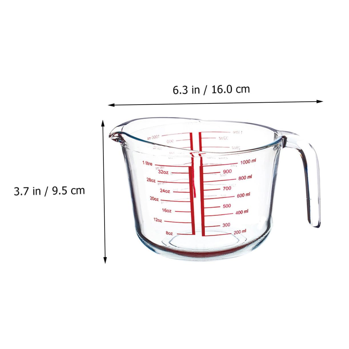 Messbecher aus Gehärtetem Glas mit Skala, 1 Stück, Rund