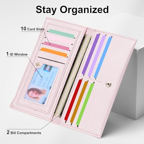 Image of Tipmile Slim Wallet for Women, RFID Blocking Credit Card Holder | Thin Compact Bifold Wallet with Zipper, Ladies Gift
