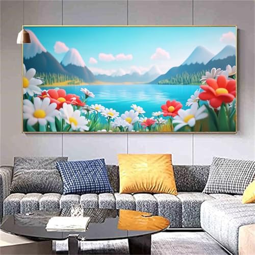 Cristal Painting Complet 70x140 | Broderie Diamant de Qualité Supérieure Motif Fleurs 5D
