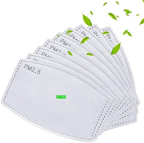 30 Pcs PM 2.5 Activated Carbon Filter, 5 Layers Protective Filter Replaceable Anti Haze Filter Paper Meltblown Cloth Filter for Veil