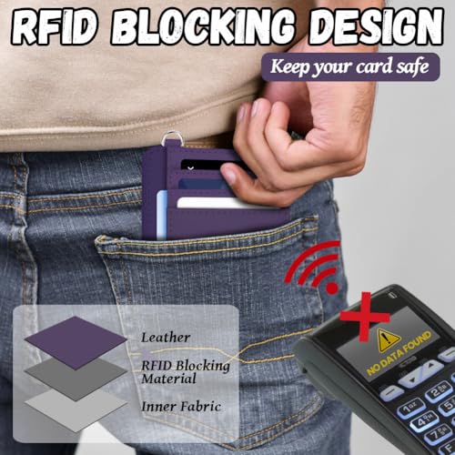 peacoblue Credit Card Holder Slim Wallet, Lotus Pattern RFID Wallet Women Front Pocket Small Card Holder Travel Cute Funny Thin Card Case ID Window PU Leather RFID Blocking Card Organizer Gifts4