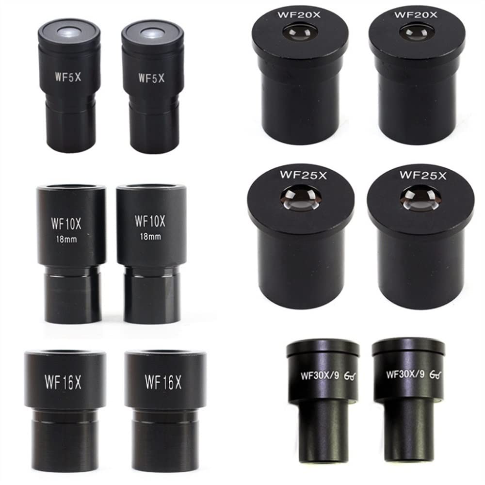 Microscope 2PCS Microscope Wide Angle Eyepiece WF5X WF10X WF16X WF20X WF25X WF30X Interface 23.2mm for Biological Microscope(WF10X)