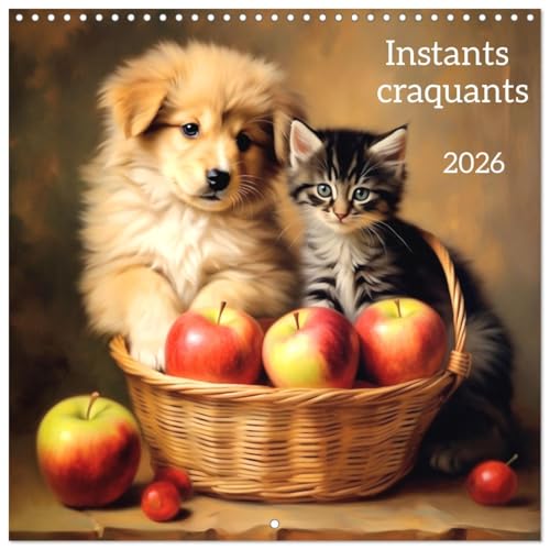 Instants craquants (Calendrier mural carré 2026 30x30 cm) Calendrier double avec une page pour vos prises de notes: Préparez-vous à être enchanté ... et de chiots aussi adorables que mignons..