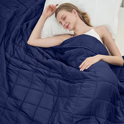 BETU Weighted Blanket for Adults (20lbs, 80'x87' King Size) - Cooling and Breathable Heavy Blanket for 130-220lbs with Premium Glass Beads - Soft Thick Blanket for All-Season Sleeping Comfort - Navy