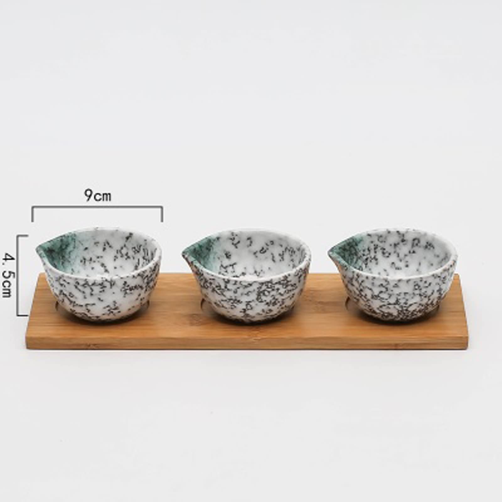 Dipschälchen Japanische Art Tauchschalen Keramikschale mit Holztrain Getrocknete Obst Snack Süßigkeiten Teller geteilt Mehrzwecksauce Teller Saucen Schalen (Color : B)