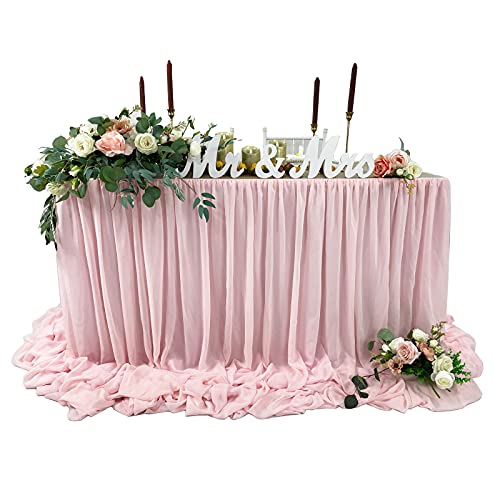 EHLDekol Pooling Floating Chiffon Table Skirt (Blush Pink)