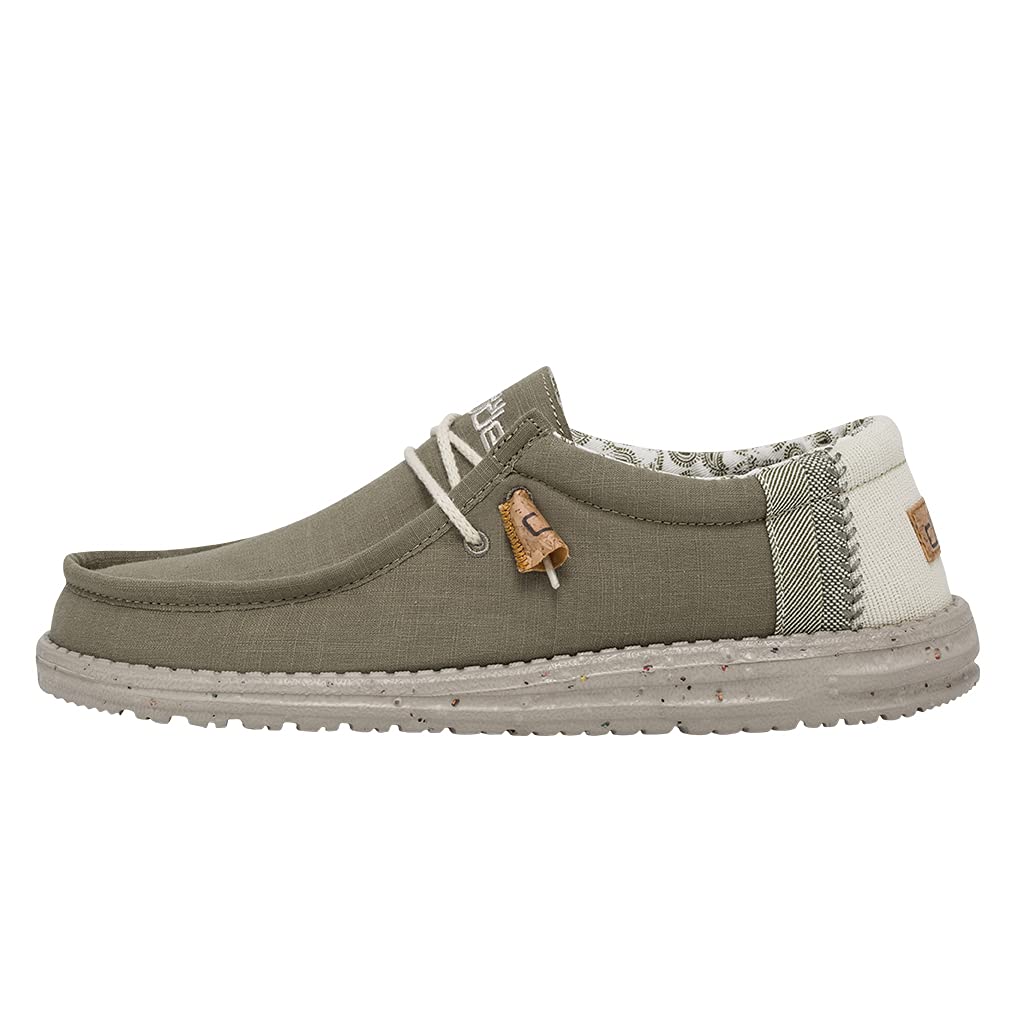 Hey Dude Men's Wally Linen Natural Mows Size 9 | Mens Shoes | Men's Lace Up Loafers | Comfortable & Light-Weight